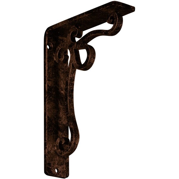 Ekena Millwork Orleans Wrought Iron Bracket, (Single center brace), Antiqued Copper 1 1/2"W x 5 1/2"D x 8"H BKTM01X05X08SOLACO - main
